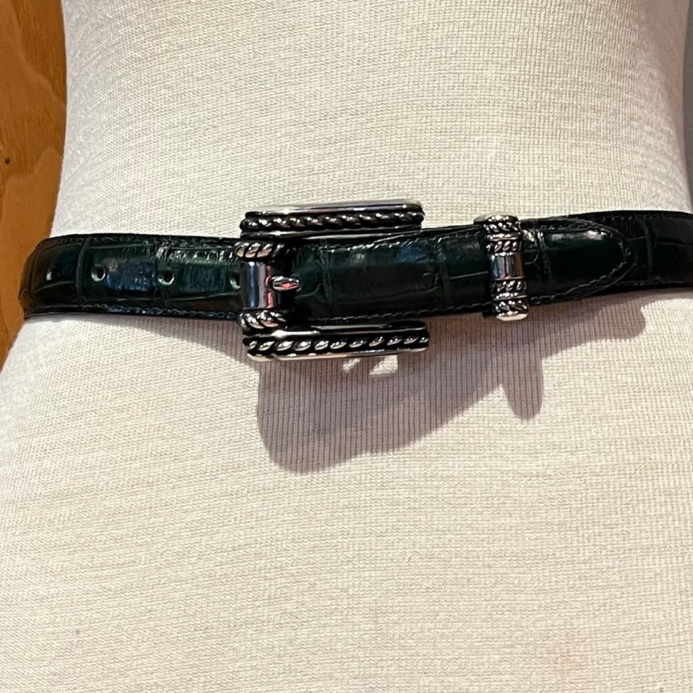 Vicenza Womens calfskin Alligator Silver Tone Buckle Belt Size 26